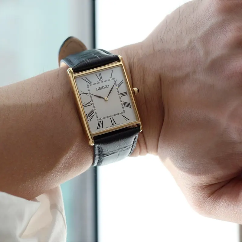 Seiko Classic Quartz White Dial Leather Men's Watch– SWR052